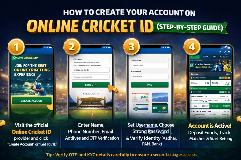 Step-by-step guide to create your Online Cricket ID account with OTP verification, KYC, and secure login