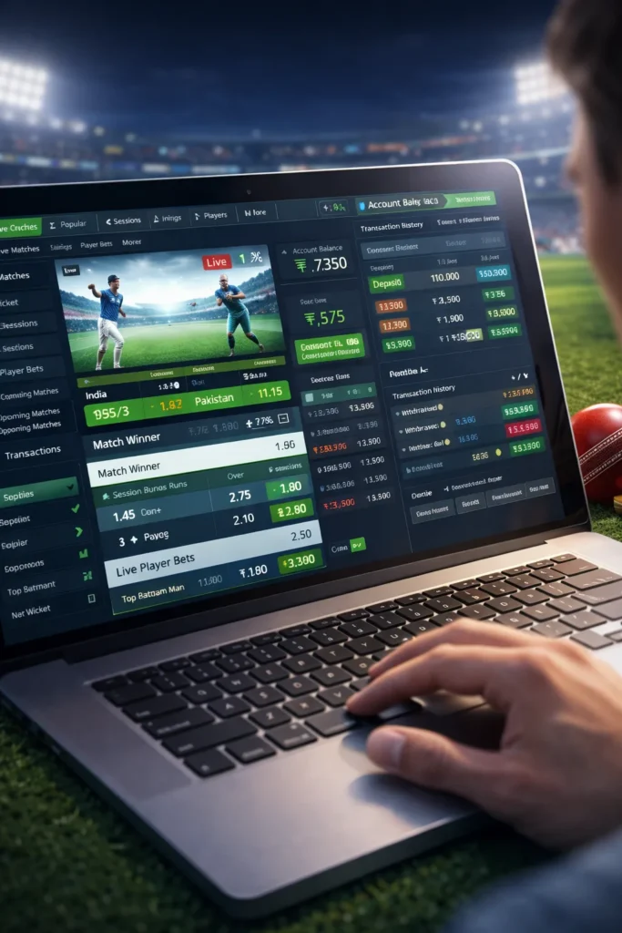 User creating a Sport Betting ID on a laptop for online cricket betting platform registration