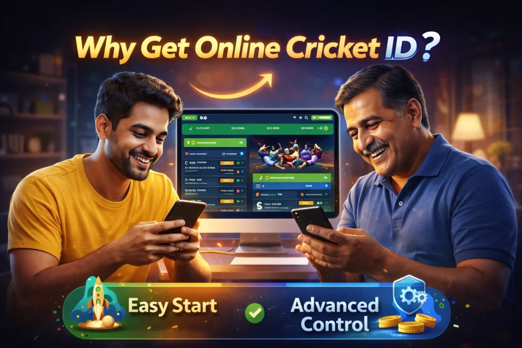 Users exploring features of an online cricket platform showing easy start and advanced control options