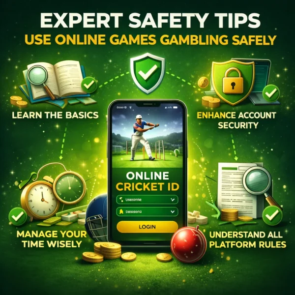 Online Games Gambling safety tips showing secure login, time management and responsible platform usage