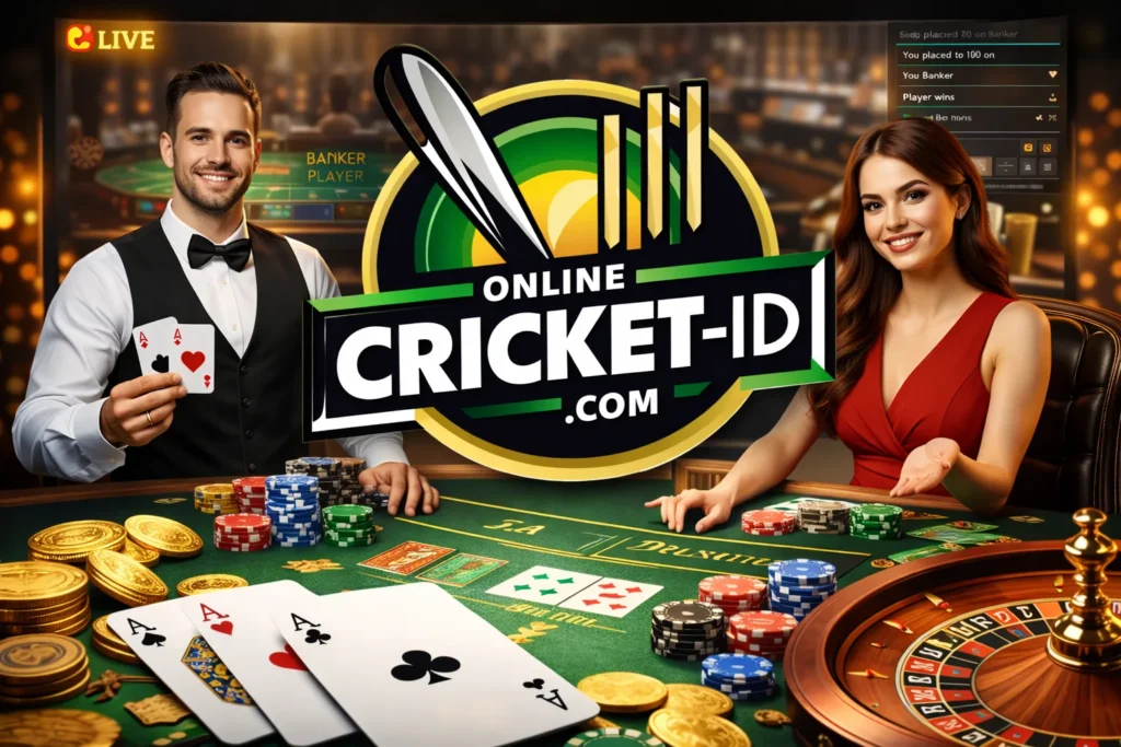 Live dealer table games on Online Cricket ID with casino setup and professional dealers