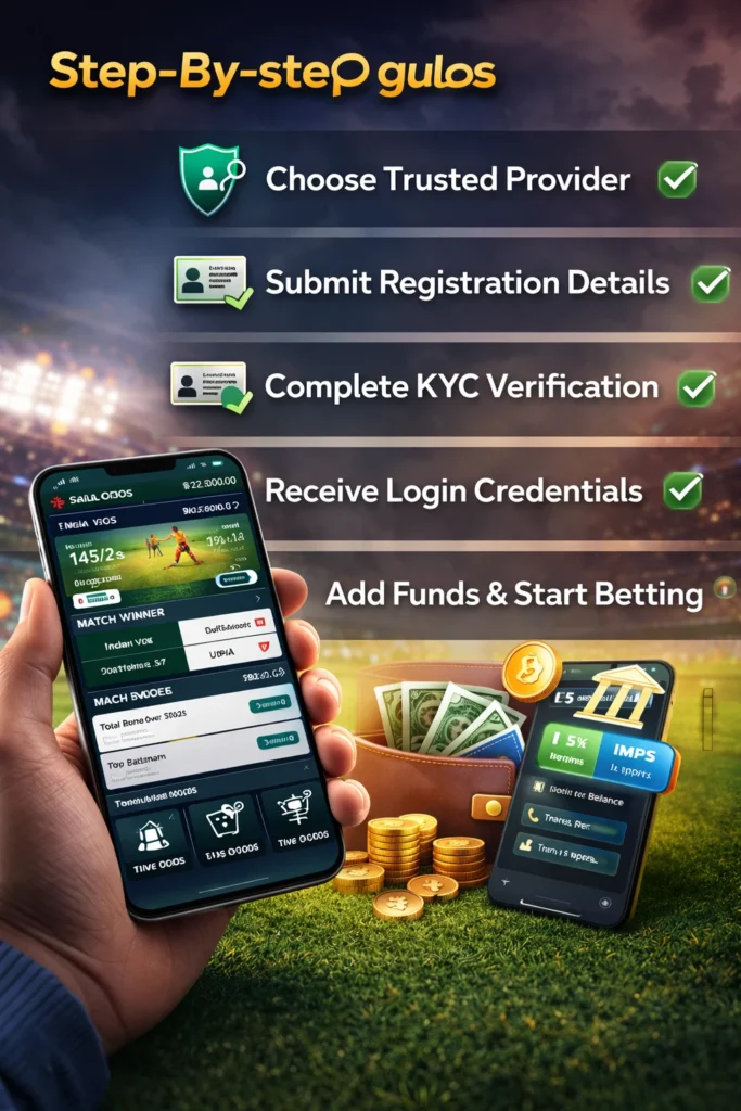 Step by step process to create a Virtual Betting ID including registration, KYC verification and adding funds