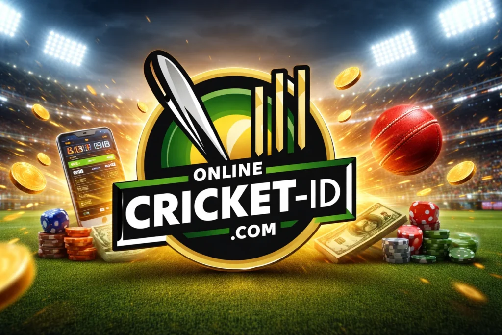 Online Betting Features in India with Online Cricket ID platform showing live betting, odds, and cricket stadium