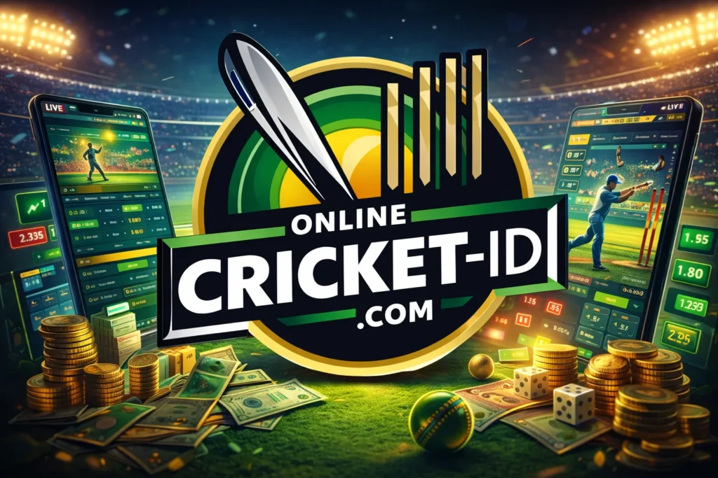 Online Cricket ID platform displaying cricket betting markets like match winner toss winner session betting and total runs