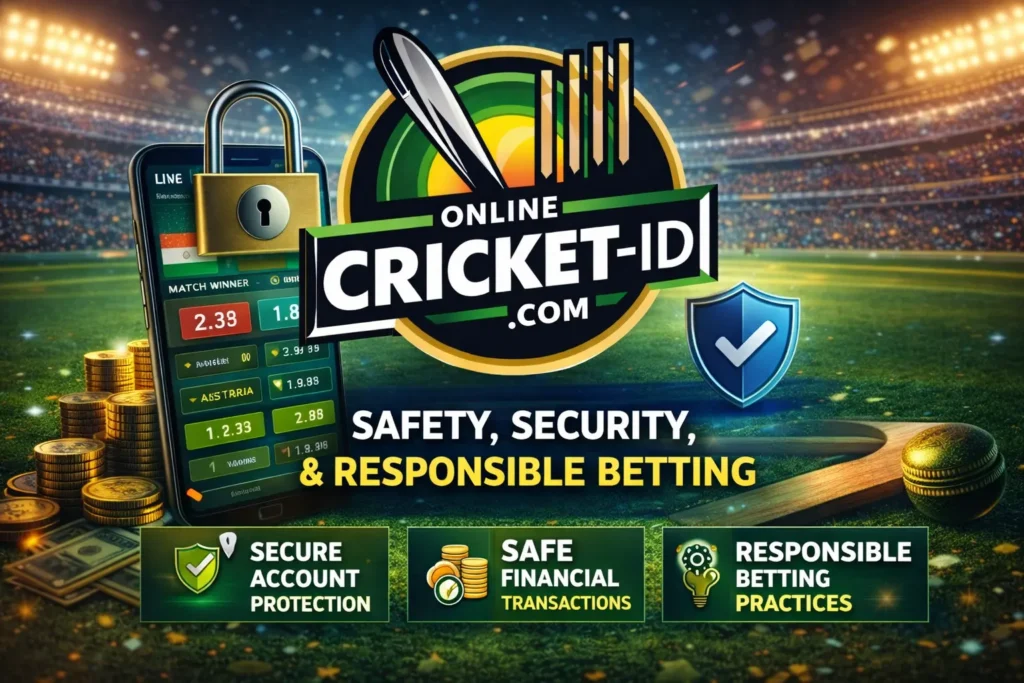 Secure Online Cricket ID sports betting platform showing account protection safe financial transactions and responsible betting