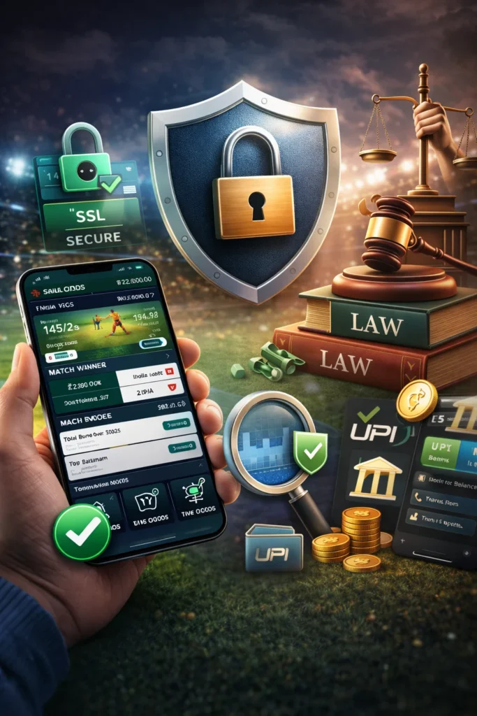 Virtual Betting ID security illustration showing SSL encryption, KYC verification and secure online sports betting environment